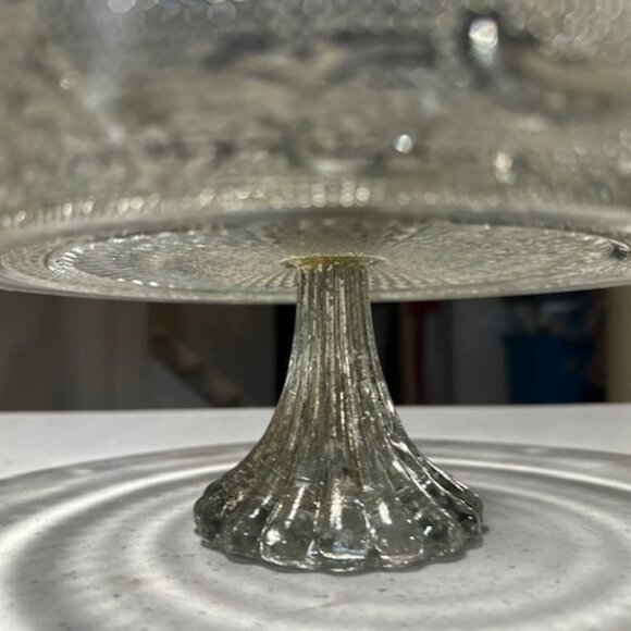 Faded Mercury Glass Cake Stand Two's Company 12.5 by 12.5 inch - Picture 7 of 8
